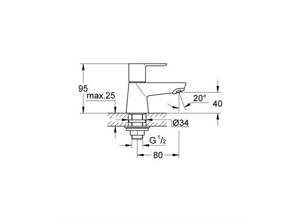 Servantbatteri Grohe Bauloop XS-Størrelse - Krom -