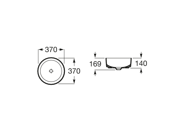 Toppmontert Servant Roca Inspira Round 37 cm - hvit