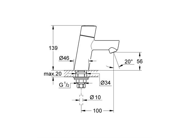 Servantbatteri Grohe Concetto Kaldtvanns kran XS-size - Krom -