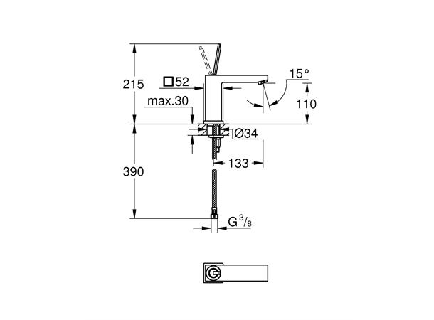 Servantbatteri Grohe Eurocube Joy DN 15 M-size - Krom -