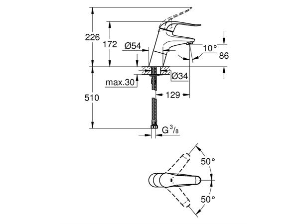 Servantbatteri Grohe Euroeco Special DN 15- Krom -