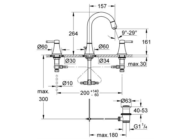 Servantbatteri Grohe Grandera DN 15 M-size - Krom -