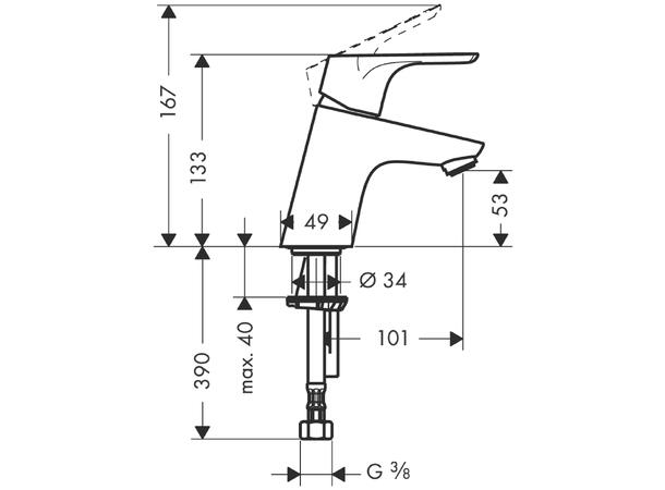 Servantbatteri Hansgrohe Focus 70 LowFlow - Krom -