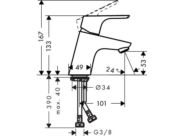 Servantbatteri Hansgrohe Focus 70 LowFlow - Krom -