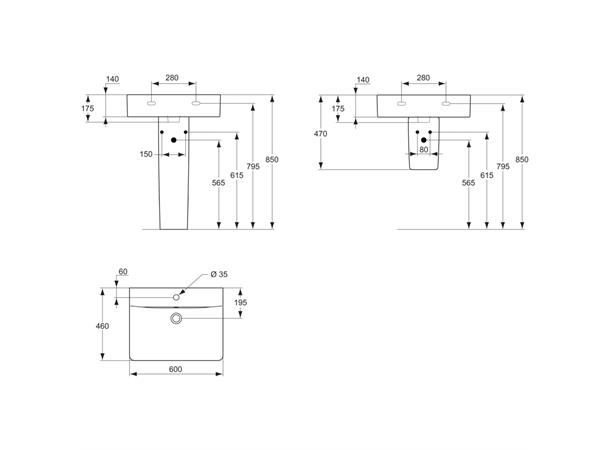 Vegghengt Servant Ideal Standard Connect Cube 60 x 46 cm