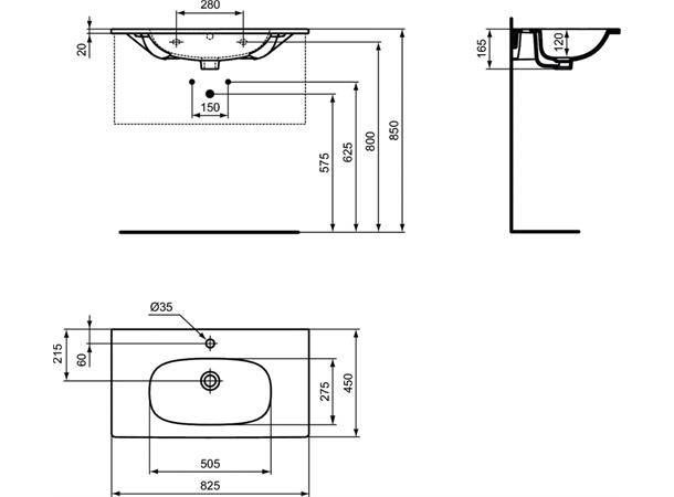 Vegghengt Servant Ideal Standard Tesi 82.5 x 45 cm