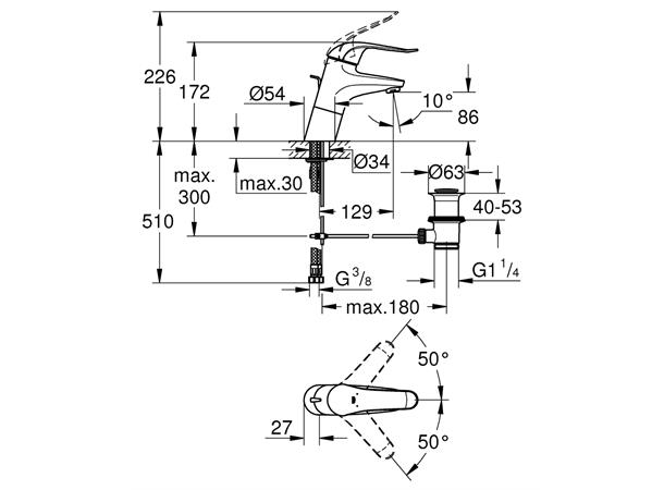 Servantbatteri Grohe Euroeco Special DN 15- Krom -