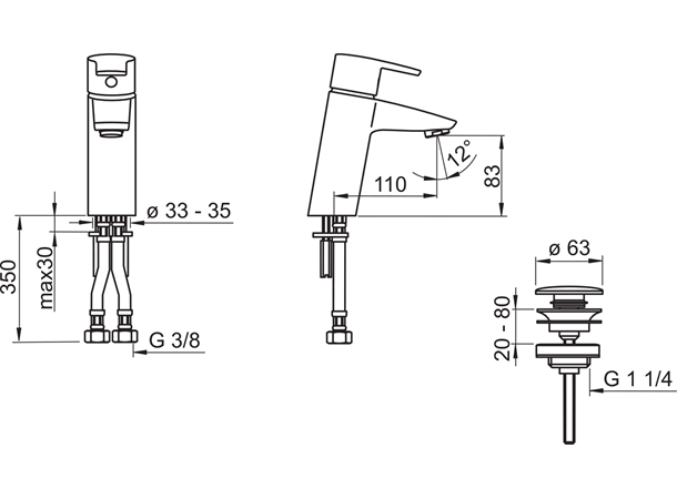 Servantbatteri Oras Cubista - Krom -