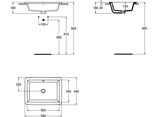 Ideal Standard Strada Nedfelt servant 60 x 44 cm - hvit