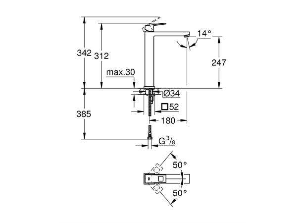 Servantbatteri Grohe Eurocube DN 15 XL-size - Krom -