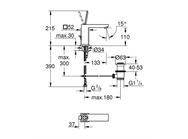 Servantbatteri Grohe Eurocube Joy DN 15 M-size - Krom -