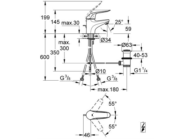 Servantbatteri Grohe Euroeco Special DN 15- Krom -