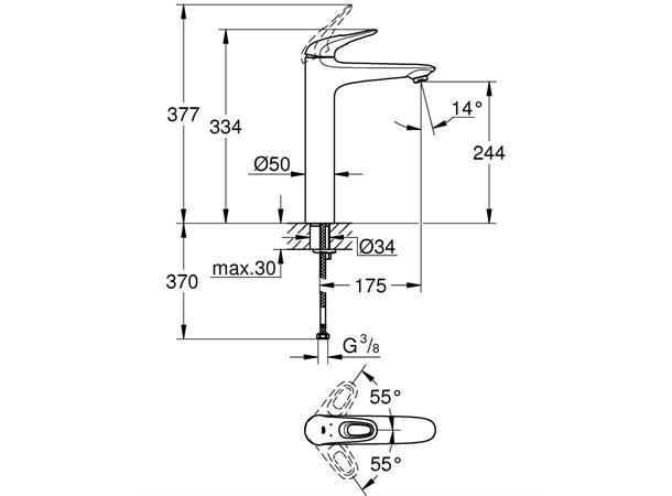 Servantbatteri Grohe Eurostyle DN 15 XL-size - Hvit/krom -