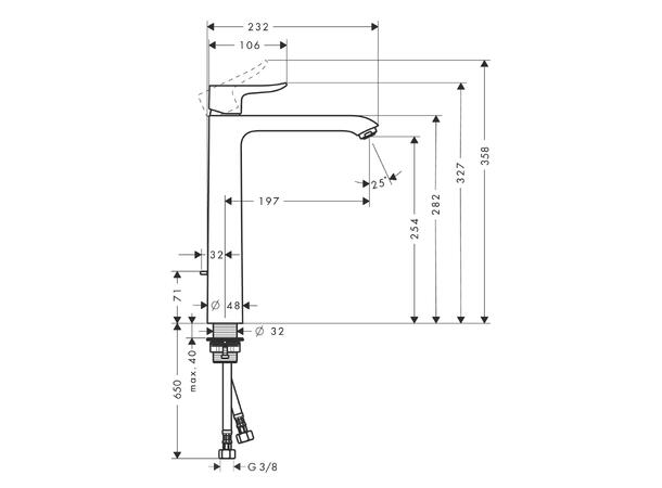 Servantbatteri Hansgrohe Metris 260 Med oppløftventil - Krom -