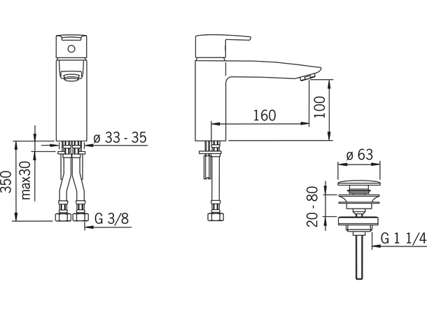 Servantbatteri Oras Cubista - Krom -