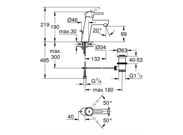 Servantbatteri Grohe Concetto DN 15 M-size - Krom -