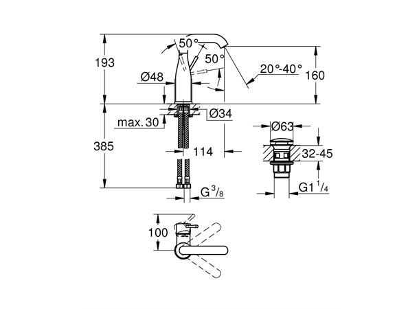 Servantbatteri Grohe Essence DN 15 M-size - Krom -