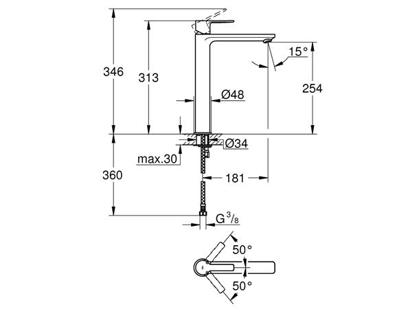 Servantbatteri Grohe Lineare DN 15 XL-size - Krom -