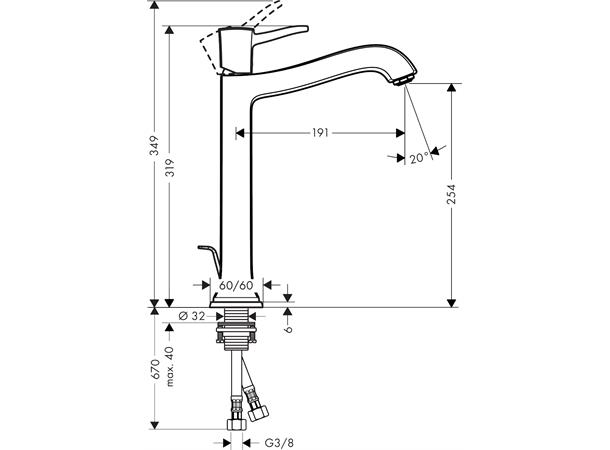 Servantbatteri Hansgrohe Metropol Classic 260med oppløftventil Gull/krom