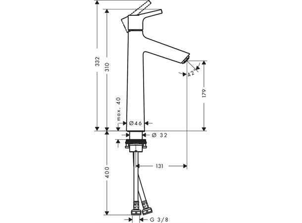 Servantbatteri Hansgrohe Talis S 190 Uten bunnventil - Krom -