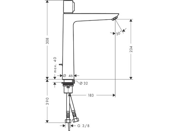 Servantbatteri Hansgrohe Talis S 190 Uten bunnventil - Krom -