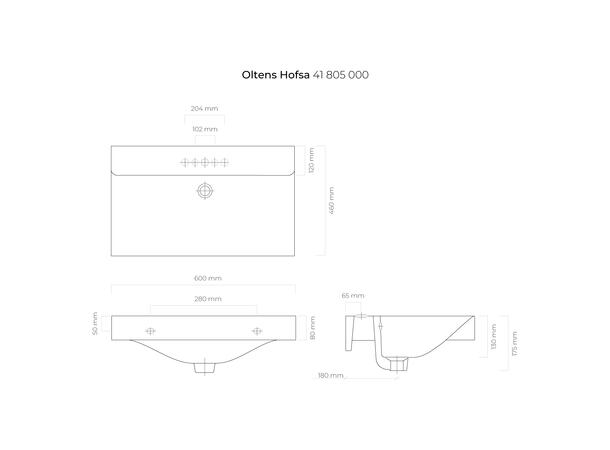 Toppmontert Servant Oltens Hofsa SmartClean - 60 x 46 cm - hvit