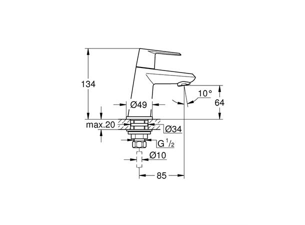 Kran Grohe Eurodisc Cosmopolitan Kaldtvanns kran XS-size - Krom -