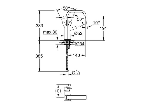 Servantbatteri Grohe Allure 1/2''' L-sieze - Krom -