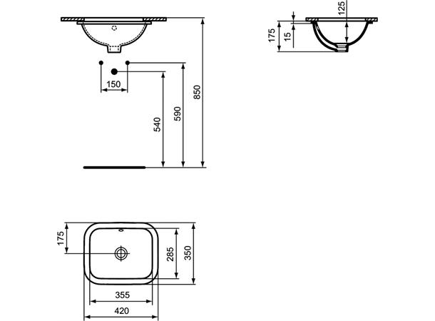 Underlimt Servant Ideal Standard Connect 35.5 x 28.5 cm - hvit