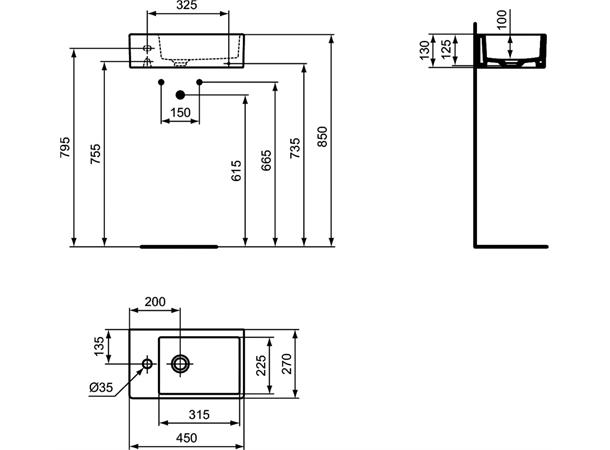 Vegghengt Servant Ideal Standard Strada 45 x 27 cm