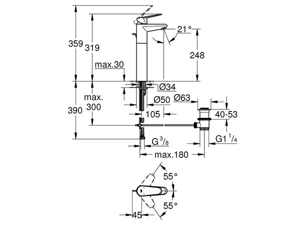 Servantbatteri Grohe Eurodisc Cosmopolitan DN 15 XL-size - Krom -