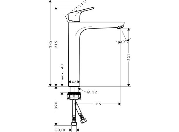 Servantbatteri Hansgrohe Focus 230 Uten bunnventil - Krom -