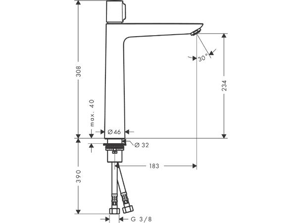 Servantbatteri Hansgrohe Talis Select E240 uten bunnventil - Krom -