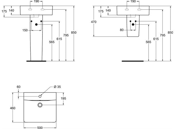 Vegghengt Servant Ideal Standard Connect Cube 50 x 46 cm