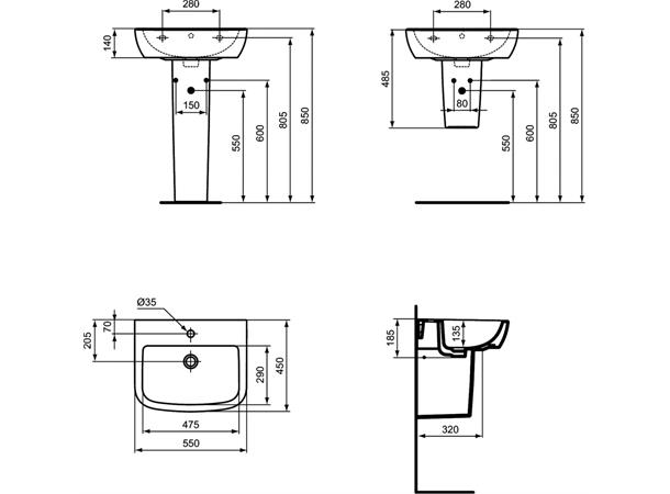 Vegghengt Servant Ideal Standard Tempo 55 x 45 cm