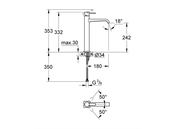 Servantbatteri Grohe Allure DN 15 XL-size - Krom -