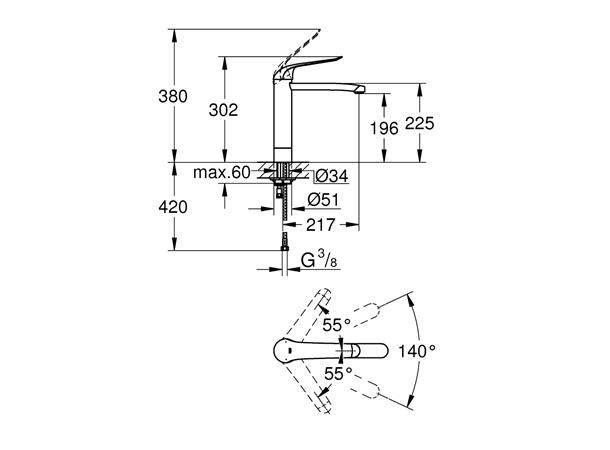 Servantbatteri Grohe Euroeco Special DN 15 - Krom -