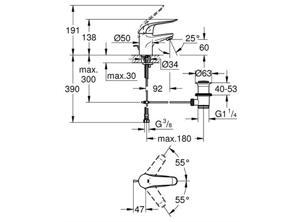 Servantbatteri Grohe Euroeco Special DN 15 - Krom -