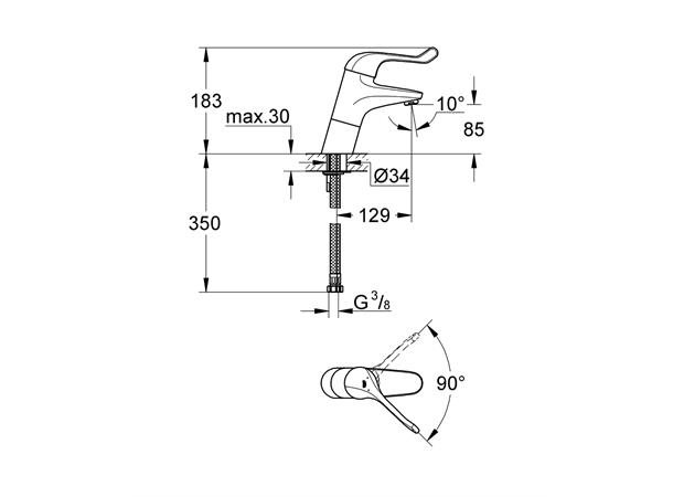 Servantbatteri Grohe Euroeco Special Sikkeretsbatteri DN 15 - Krom -