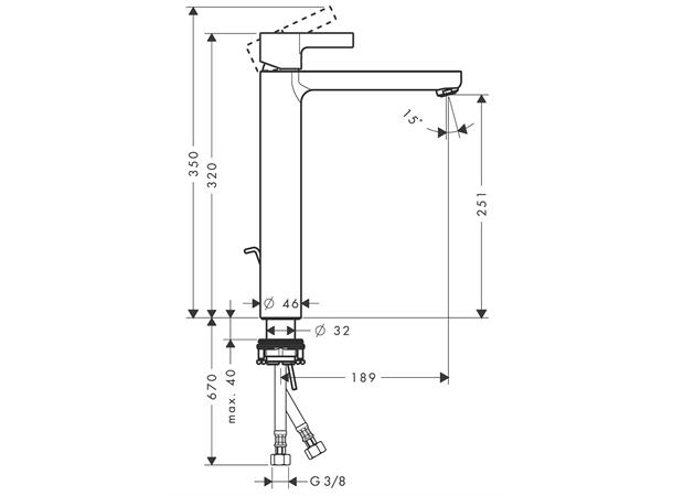 Servantbatteri Hansgrohe Metris S 260 Med oppløftventil - Krom -