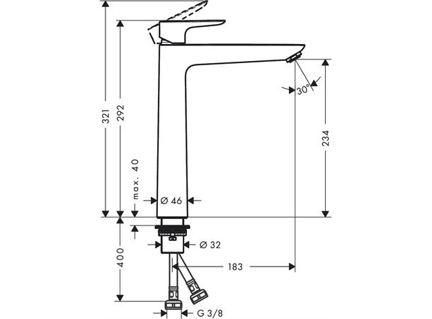 Servantbatteri Hansgrohe Talis E 240 1-greps - Uten bunnventil - Krom -