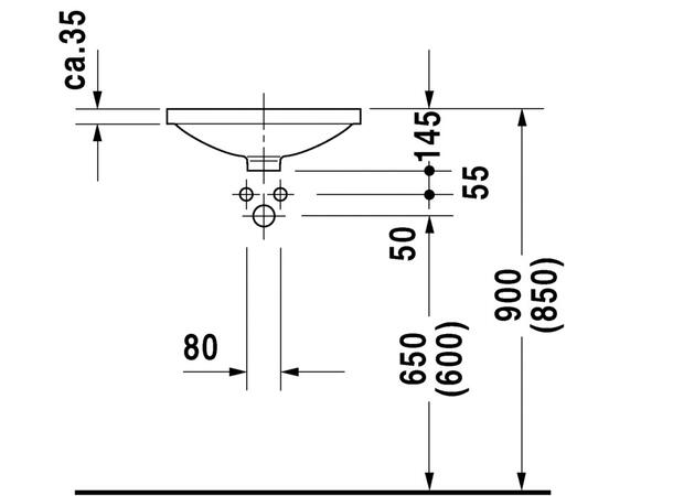 Underlimt Servant Duravit Architec 42 cm - hvit