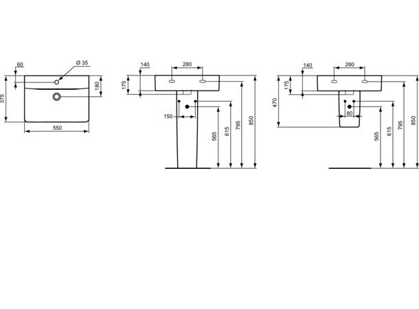 Vegghengt Servant Ideal Standard Connect 55 x 37 cm