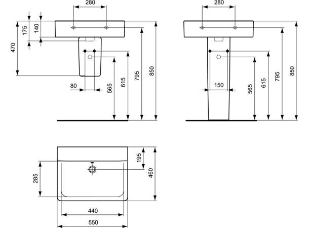 Vegghengt Servant Ideal Standard Connect Cube 55 x 46 cm