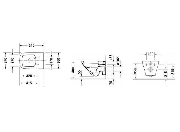 Vegghengt toalett Duravit DuraStyle 37x54 cm - Uten lokk - Hvit