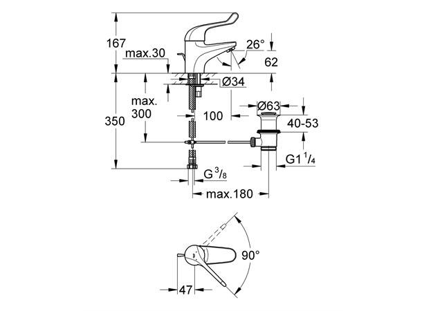 Servantbatteri Grohe Euroeco Special Sikkeretsbatteri DN 15 - Krom -