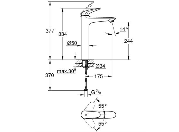 Servantbatteri Grohe Eurostyle New DN 15 XL-size - Krom -