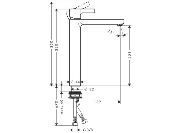 Servantbatteri Hansgrohe Metris S Uten bunnventil - Krom -