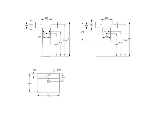 Vegghengt Servant Ideal Standard Connect Cube 55 x 46 cm