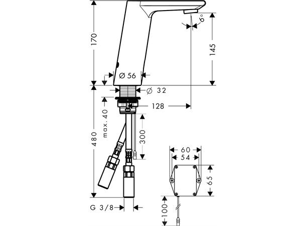 Elektronisk Servantbatteri Hansgrohe Metris S uen temperaturregulering  Krom